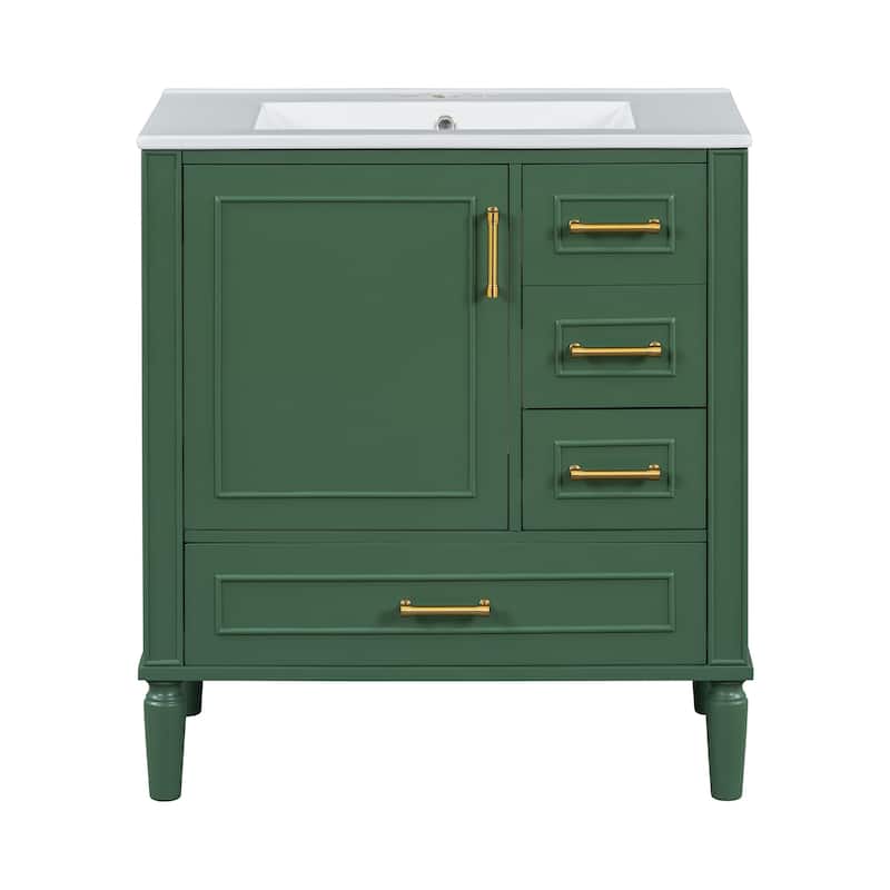 Traditional 30"Bathroom Vanity Set,Floor Standing,With Three Drawers,Soft Close Doors