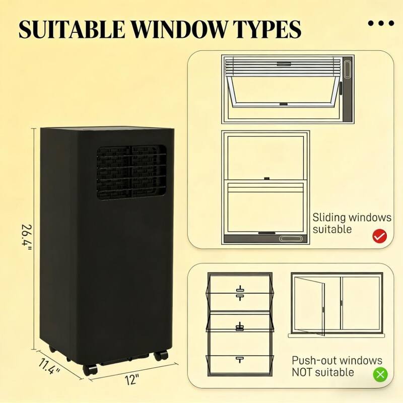 Portable Air Conditioner 8000 BTU. 3 in 1 Cooling Dehumidifier Fan. Remote Control. For Rooms up to 345 Sq Ft