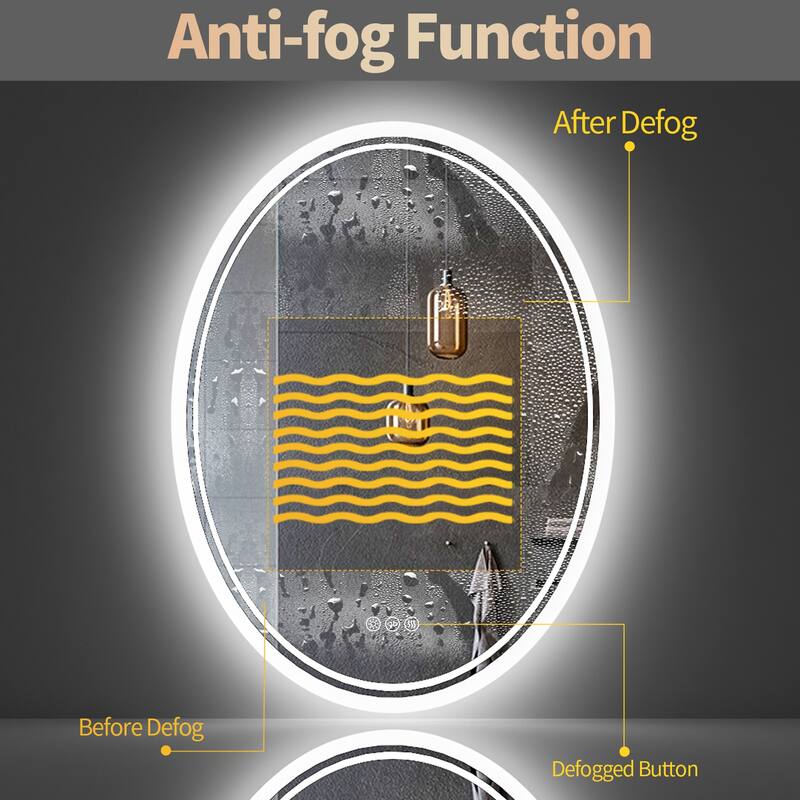 Oval LED Light Bathroom Mirror Touch Sensor