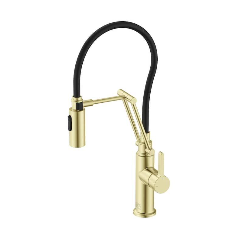 Indigo Home Single Handle Pull Down Sprayer Kitchen Faucet - Brushed Gold