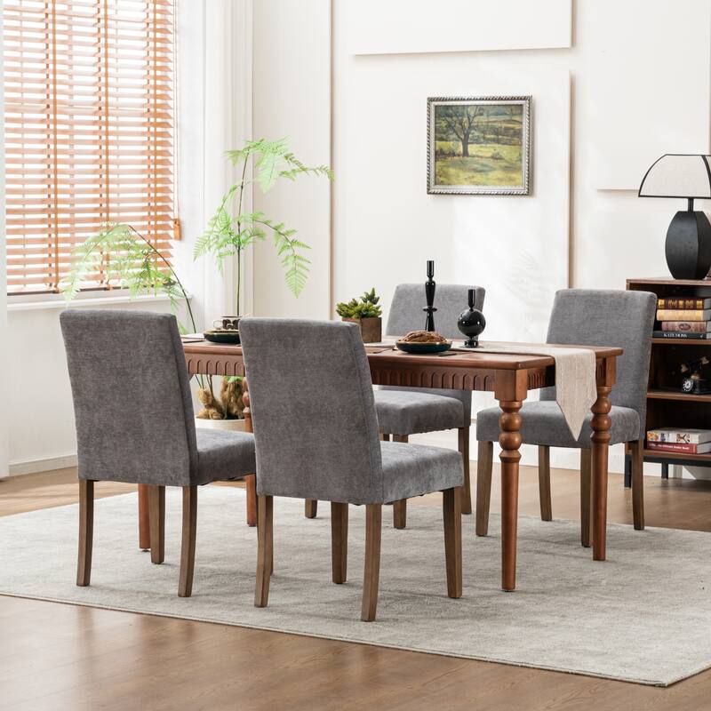 Upholstered Modern Dining Chairs, Linen Fabric Side Chairs Set of 2