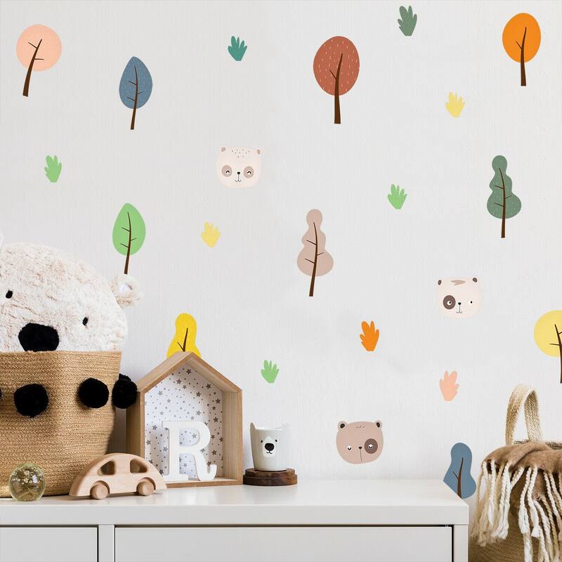 Walplus Hand-drawn Colorful Trees Children Wall Sticker Nursery Decor