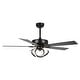 preview thumbnail 29 of 46, 52" Modern Chrome/ Black Indoor Ceiling Fan Light with Remote and 5 Resiversible Blades