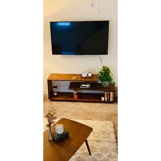 60" Solid Wood Asymmetrical TV Stand Console - 60 x 15 x 23h