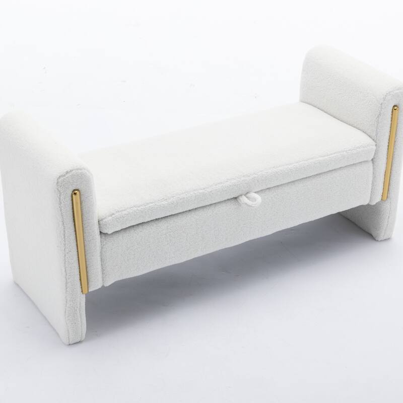 Velvet or Teddy Fabric Bedroom Storage Bench, Living Room Shoe Bench
