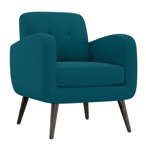 Keflavik Mid-century Peacock Blue Linen Arm Chair - Bed Bath
