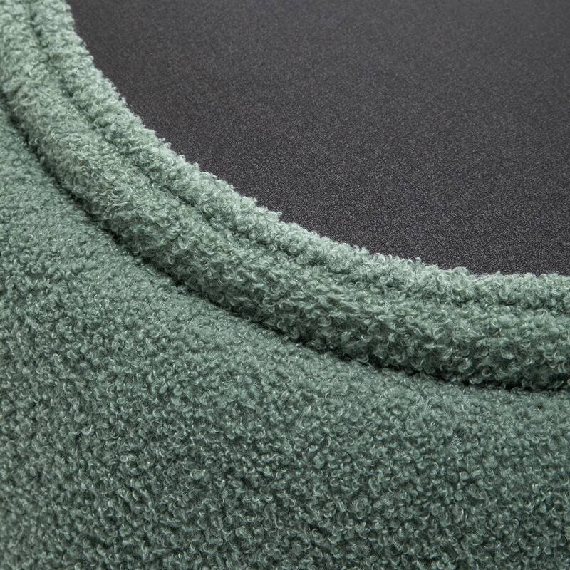 SEYNAR 25" Faux Sherpa Round Storage Ottoman - Large Cozy Bouclé Footrest Stool