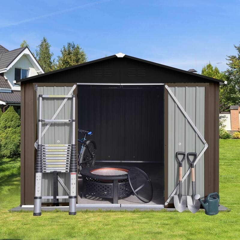GDFStudio - Olivia Hayes Spacious and Durable Metal Garden Shed for Secure Outdoor Storage