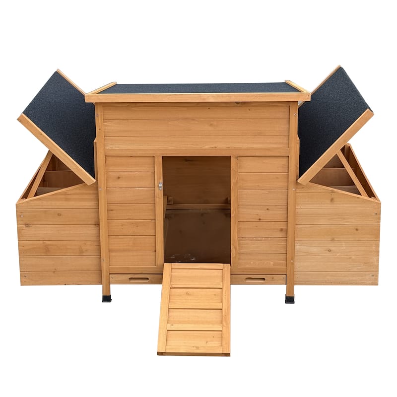 Chicken Coop, 55" Large Wooden Chicken Hutch with 6 Nesting Boxes, Outdoor Hen House Chicken Cage