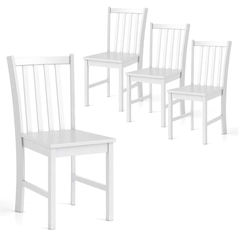 Costway Rustic Dining Chairs Set of 4 with Slat Tilt Backrest, Wide - See Details - White
