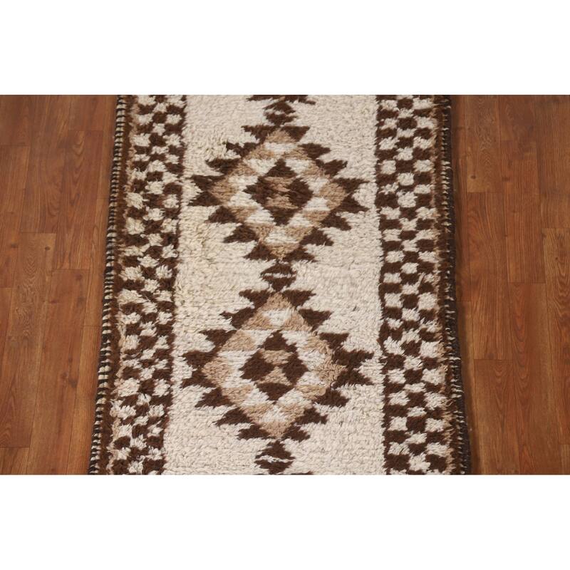 Anatolian Beige Turkish Runner Rug Handmade Oriental Wool Carpet - 2'8"x 10'8"