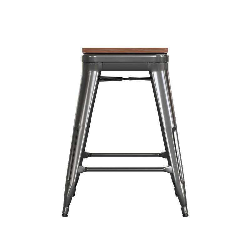 Indoor/Outdoor Backless Counter Stool with Poly Resin Seat