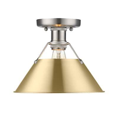 Orwell 1-Light Flush Mount in Pewter with Brushed Champagne Bronze - Silver