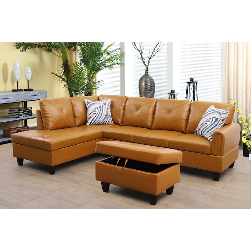 3-Pieces Sectional Sofa Set,Amber(09001A)