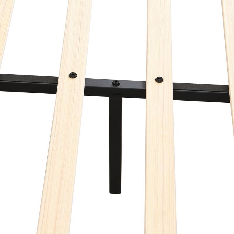 Linen Fabric Upholstered Platform Bed Frame with Wood Slat Frame Built-in Metal Legs Support Wingback Bed