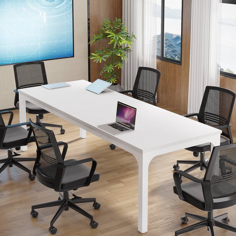 Long Conference Table Set of 4, 13FT Large Rectangle Meeting Seminar Table, 78.74-Inch Business Tables