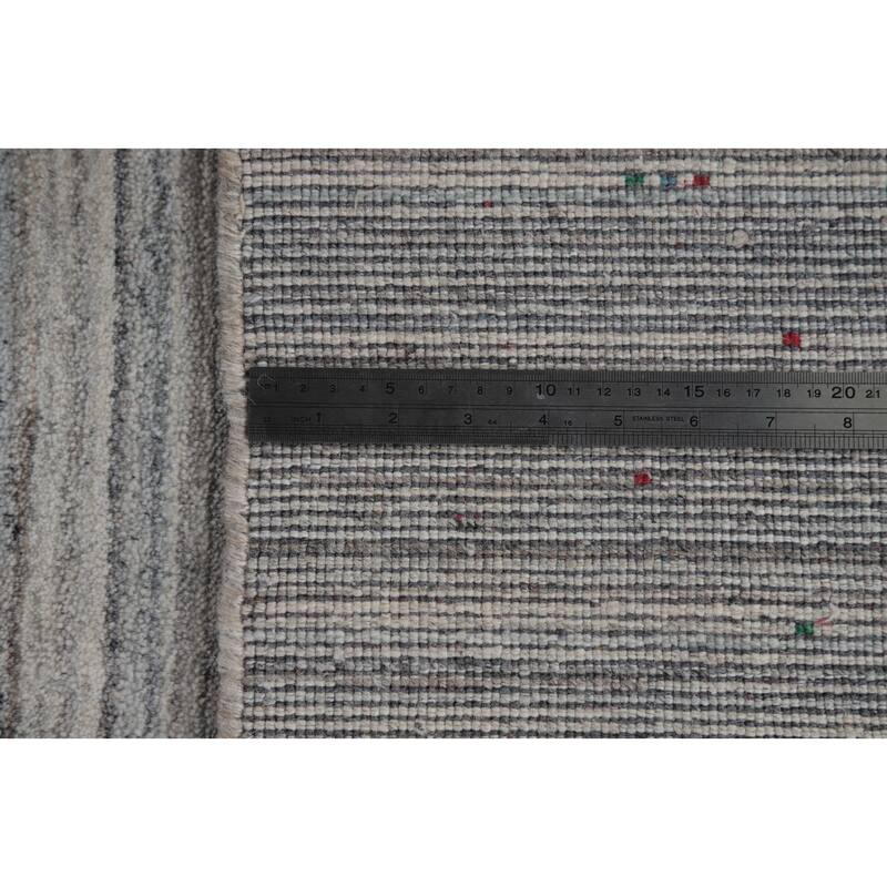 Hand Knotted Oriental Silk Carpet Tribal Animal Pictorial Greys & Charcoal Gabbeh Area Rug - 10' 1'' X 8' 2''