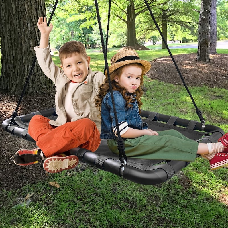 Spinner Platform Swing - Kids Indoor/Outdoor Rectangular Mat Swing, Accessories Included (40 x 30, Square)