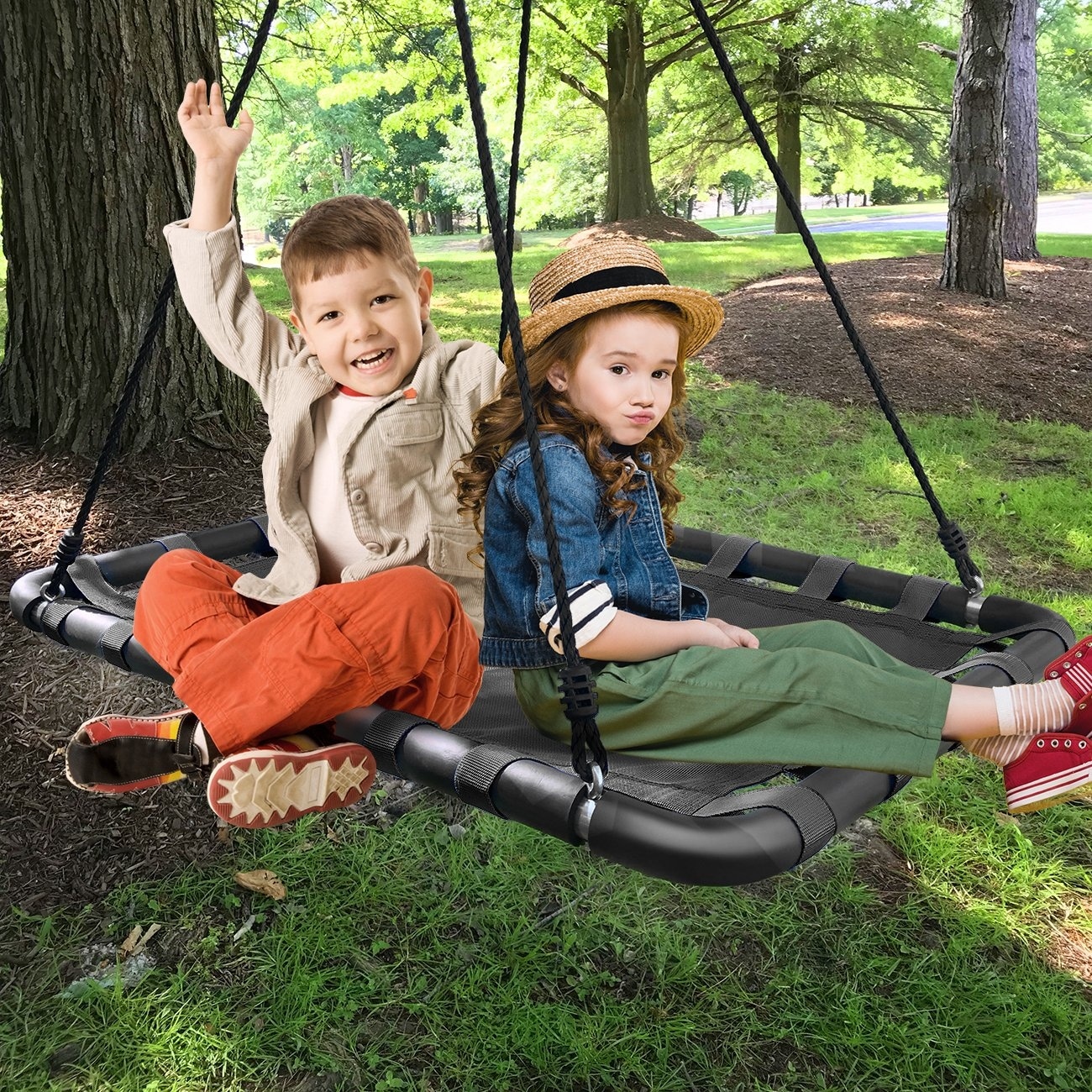 Spinner Platform Swing Kids Indoor Outdoor Rectangular Mat Swing Accessories Included 40 x 30 Square