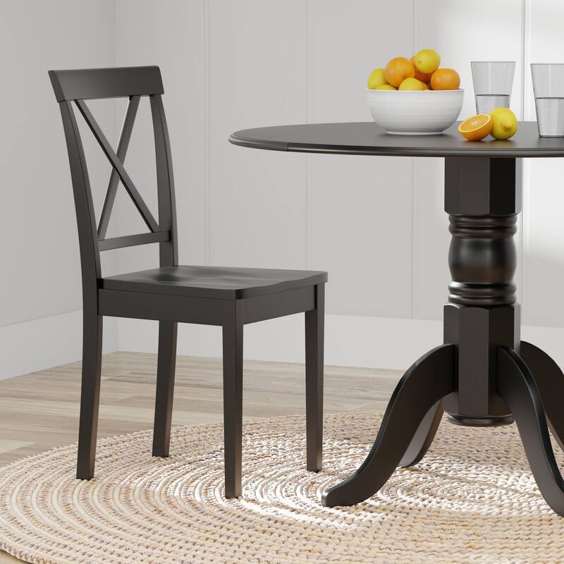 5-Piece Dining Set, 42" Round Drop-Leaf Table and X-Back Chairs