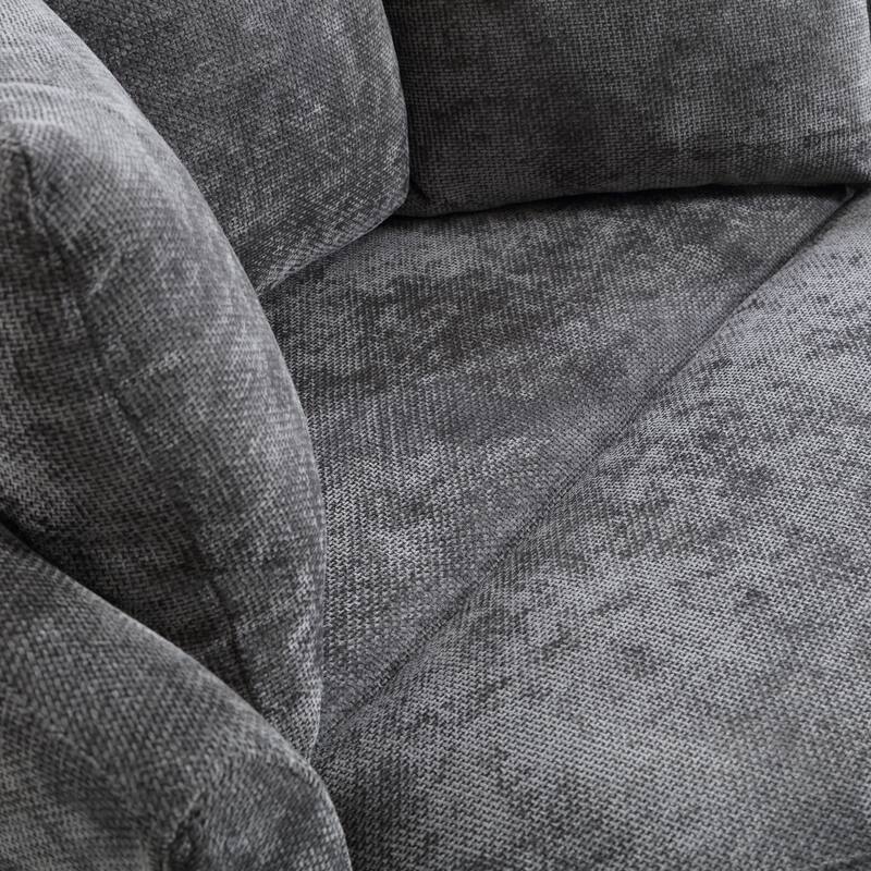 Modern Sofa Chair Round Accent Barrel Chair With 5 Pillows and Storage Ottoman