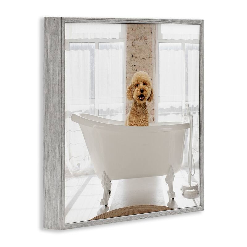 Stupell Happy Puppy in Bathtub Framed Giclee Art Design By CAD Designs