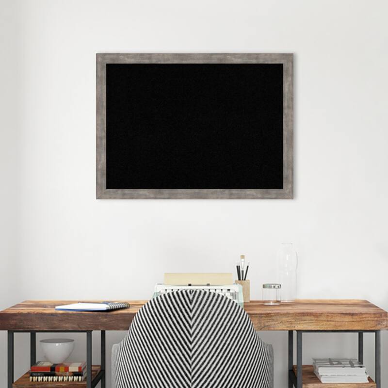 Marred Wood Framed Black Corkboard Bulletin Board