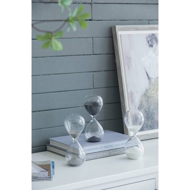 Set of 2, 8" Ferdinand 30-Minute Hourglass, Black Sand