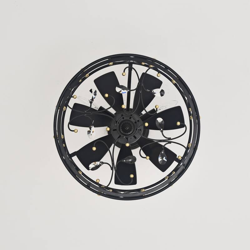 Matte Black and Gold 16 Inch Crystal Fandelier