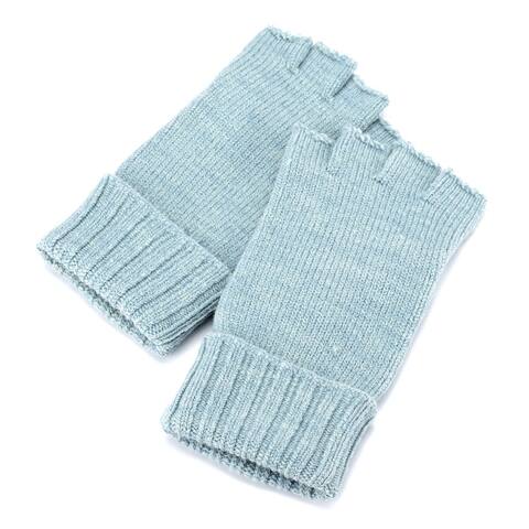 BYOS Women's Unisex Solid Soft One Layer Half Fingerless Kniteed Gloves w/ Cuff