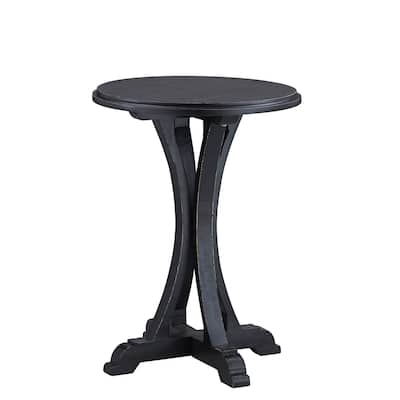 Zach Fir Wood End Table, Distressed Black
