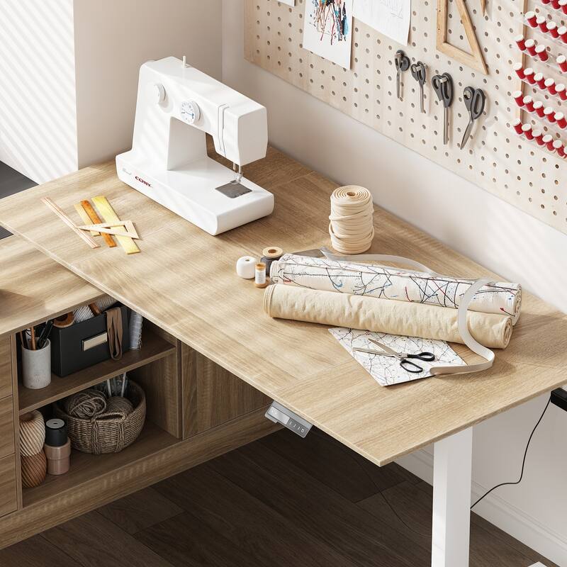 Super-Sized Standing Desk with Electric Lift - 63"x31.5"PC Desktop Electric Height Adjustable Standing Desk