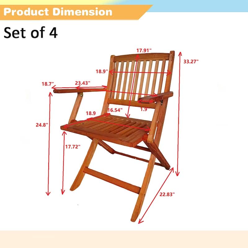 Foldable Outdoor Patio Dining Set/4 Chairs/1 Table,Teak Finish