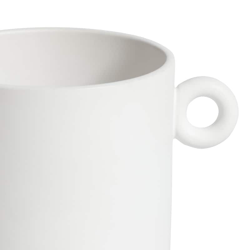 White Ceramic Planter Vase with Decorative Loop Handles