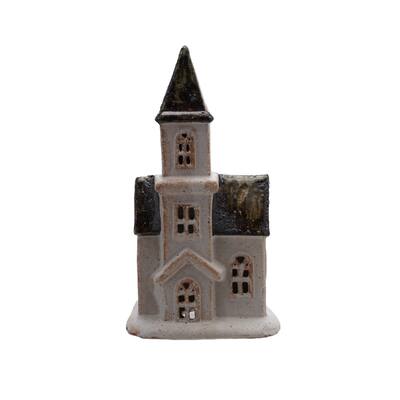 Stoneware House in Reactive Glaze - 5.25"L x 3.38"W x 9.63"H
