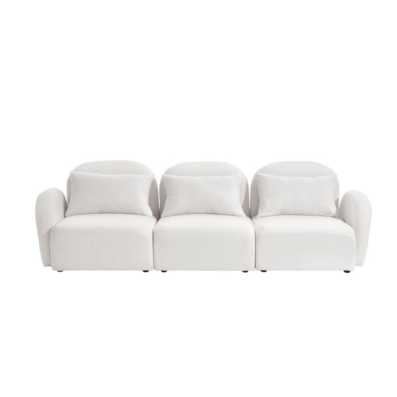 Teddy Fabric Three-Seat Lazy Sofa for Living Room