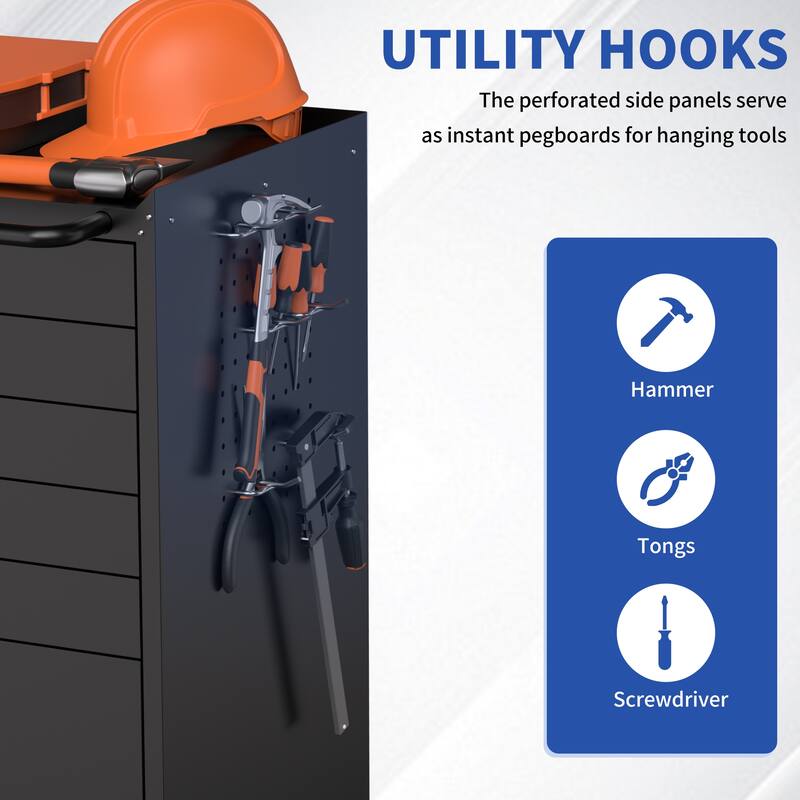 34.3" Rolling Tool Chest with 6 Drawers Mobile Garage Cabinet Organizer, All-Drawer Design for Small Parts & Tools