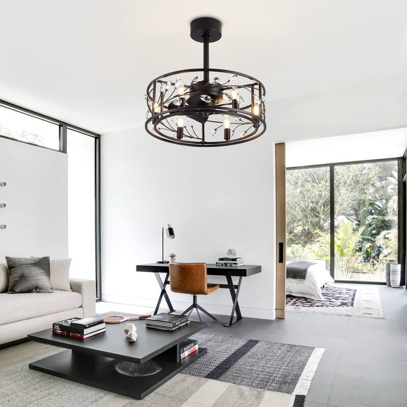 20-Inch Crystal Ceiling Fans with Light and Remote Included