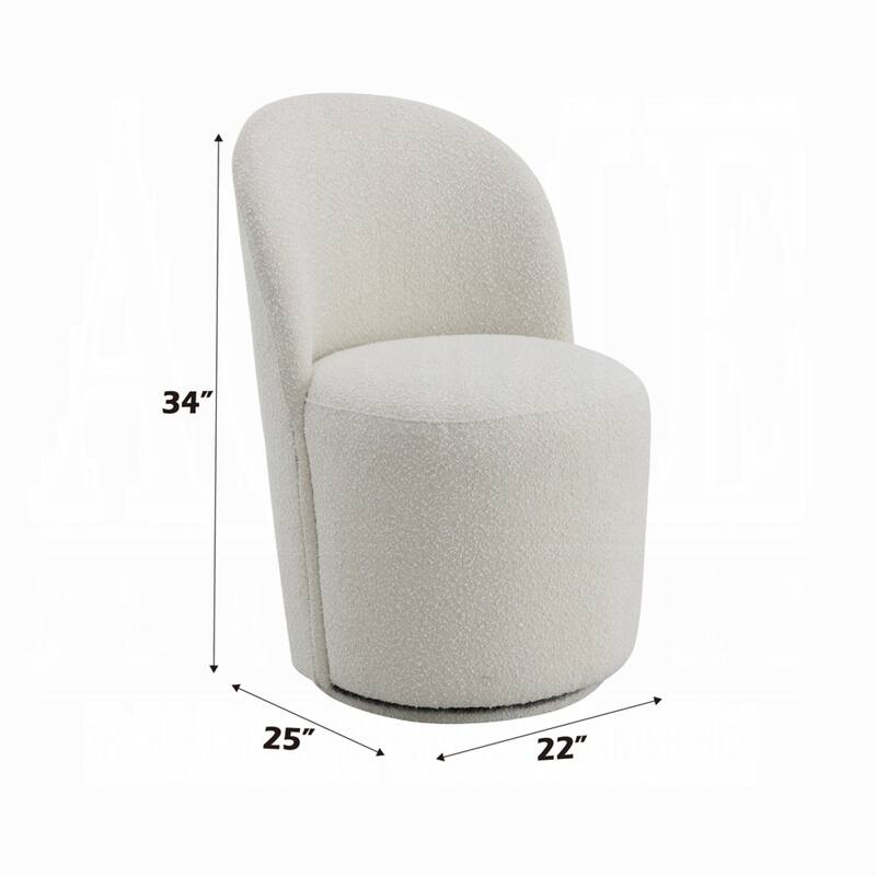 Accent Chair Set of 2, 360 Degree Swivel Rotation, Beige White Boucle