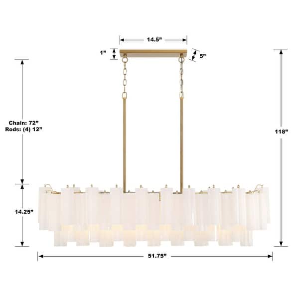 Addis 14 Light Aged Brass Chandelier - 51.75"W x 14.25"H x 14"D