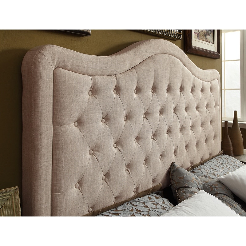 Adella Linen Waved Top Upholstery Platform Bed with Footboard by Moser Bay Furniture