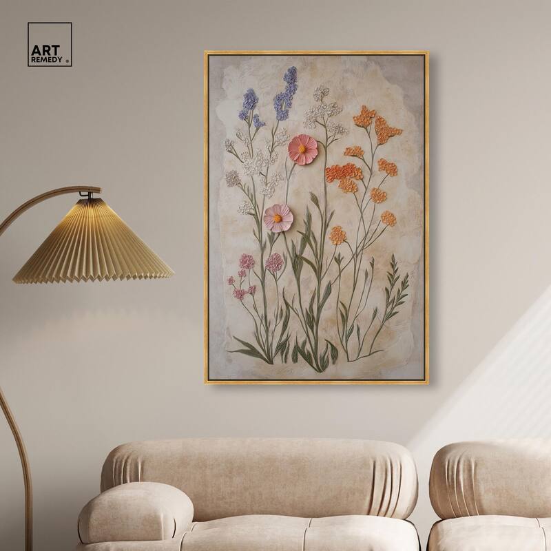 Sculpted Flora Frieze I Canvas by Art Remedy
