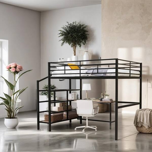 slide 2 of 11, Kid-Friendly Design Full Size Loft Bed Black