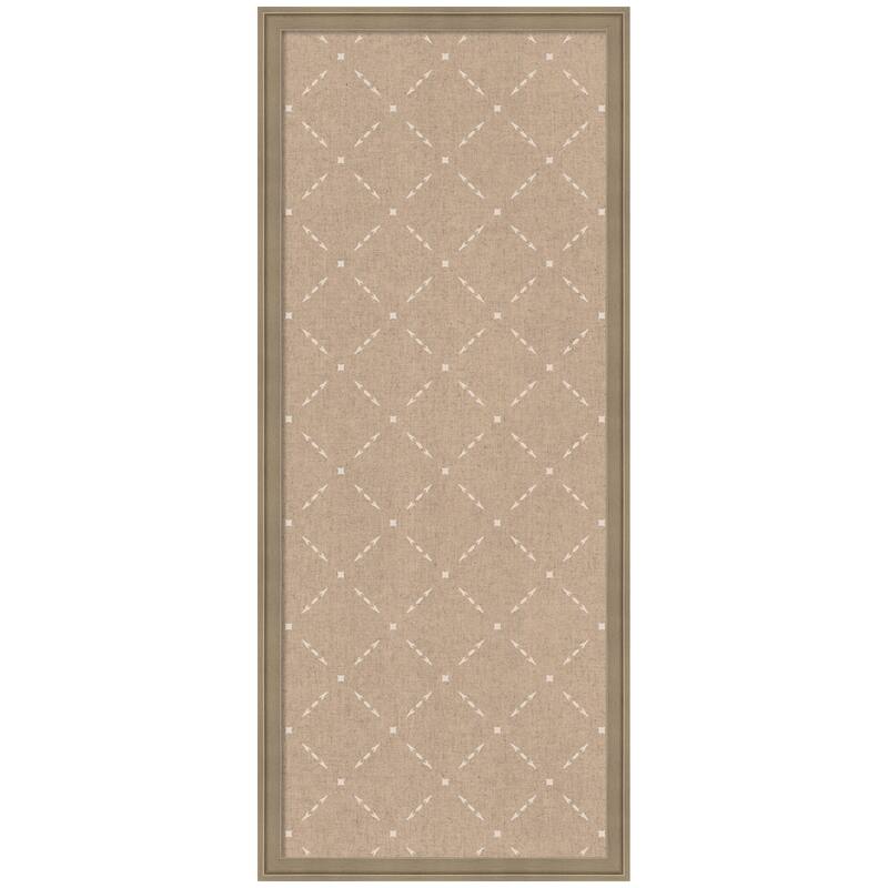 Kate and Laurel Pinboard Beige Lattice Pattern - 18x42 - Florence Light Brown