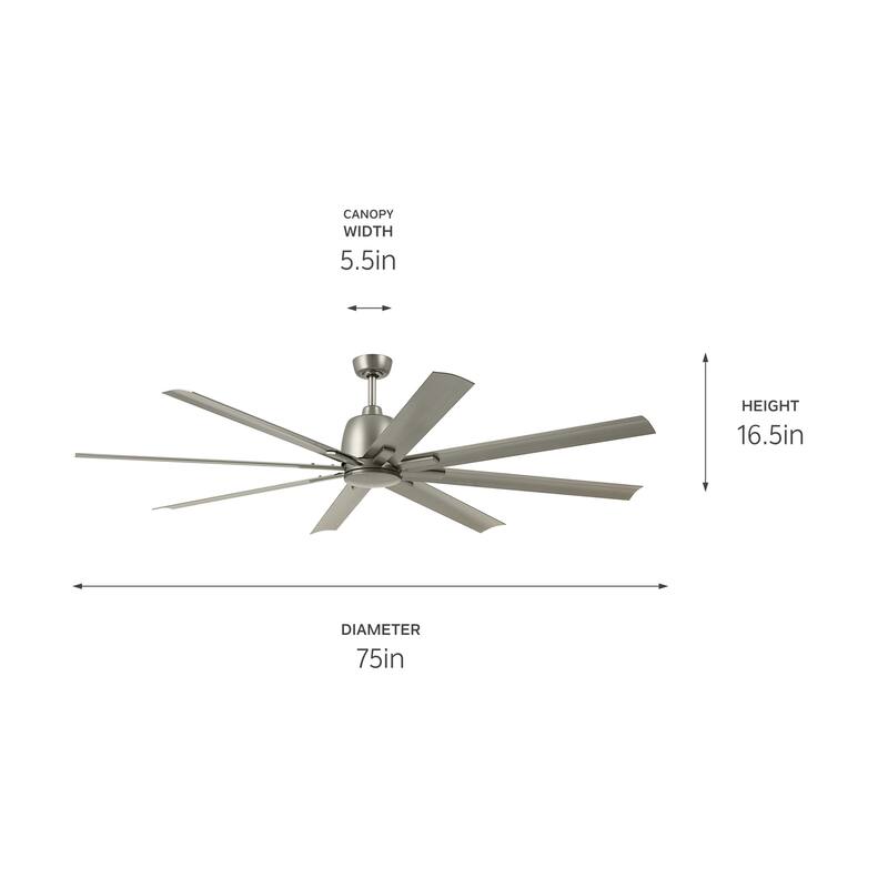 Kichler Lighting Breda 75 inch Outdoor Ceiling Fan with Remote