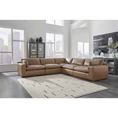 Signature Design by Ashley Emilia Medium Brown 5-Piece Sectional - 132"W x 132"D x 36"H