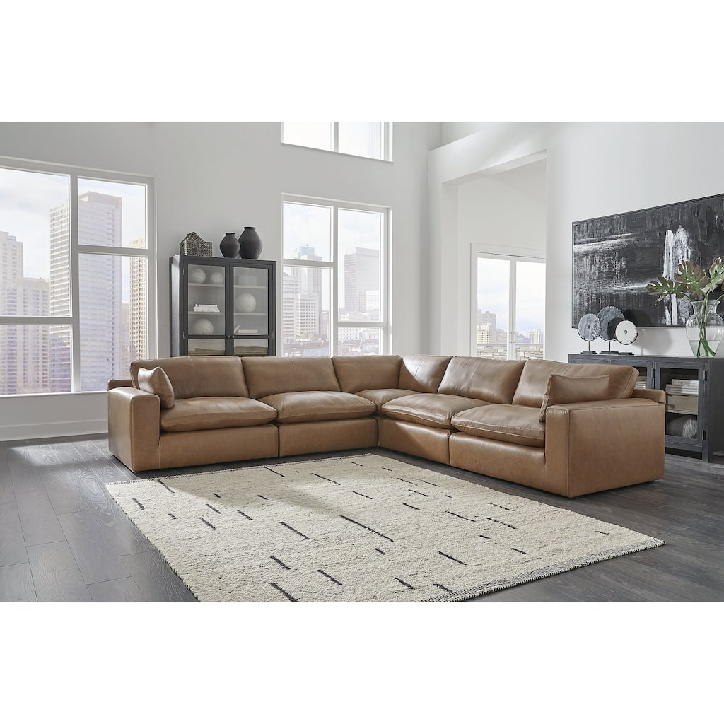 Signature Design by Ashley Emilia Medium Brown 5-Piece Sectional - 132"W x 132"D x 36"H
