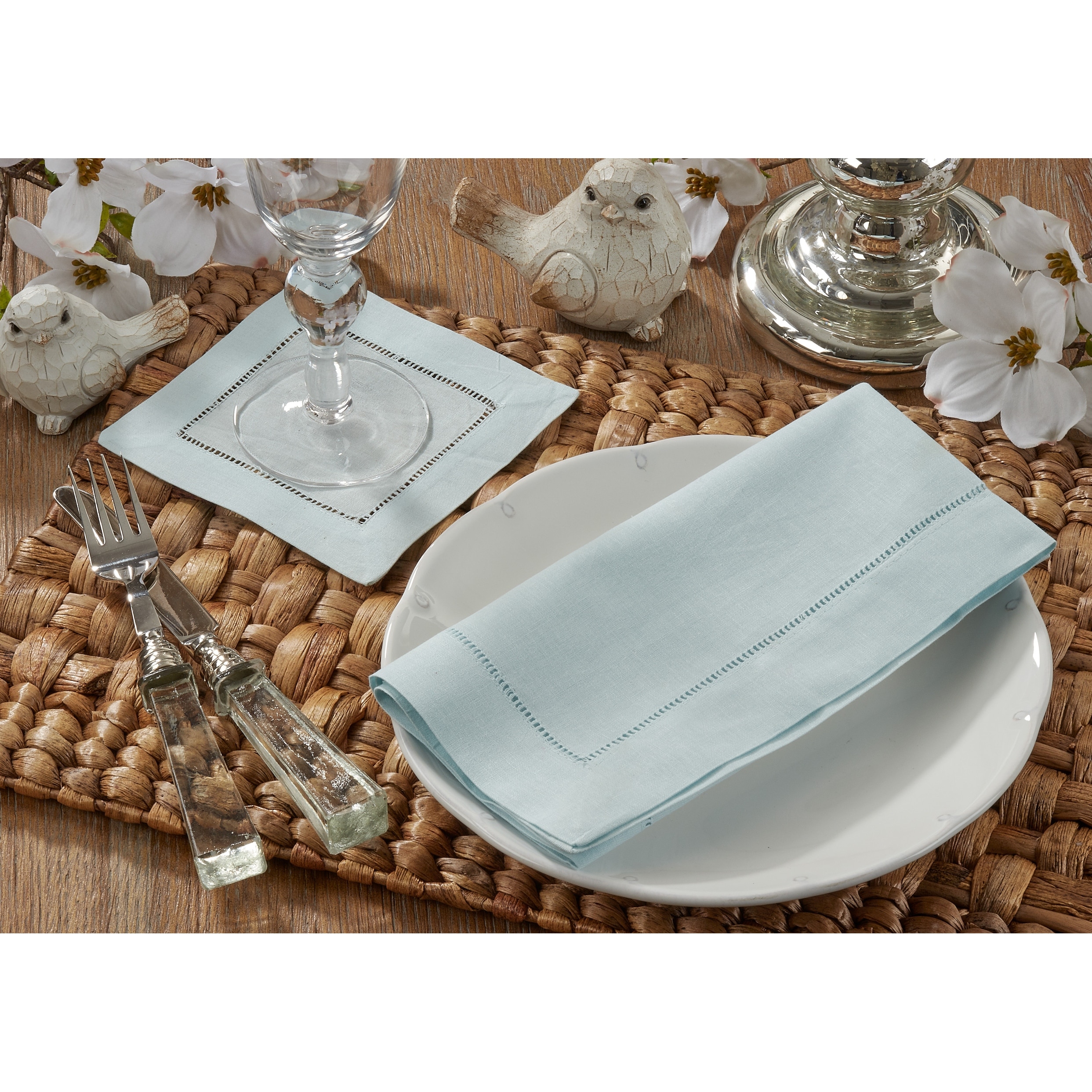 Hemstitched Linen Dinner Napkins (Set of 4)