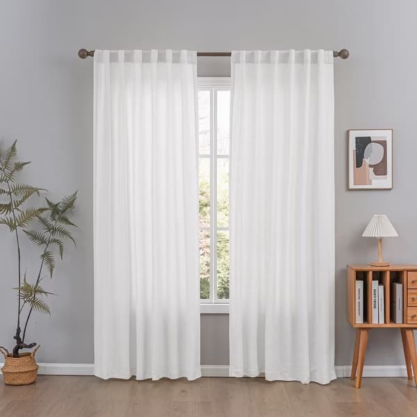 slide 2 of 39, Cotton Blend Light Filtering Textured Back Tab/Rod Pocket Curtain Pair (Set of 2) 52"Wx108"L - White
