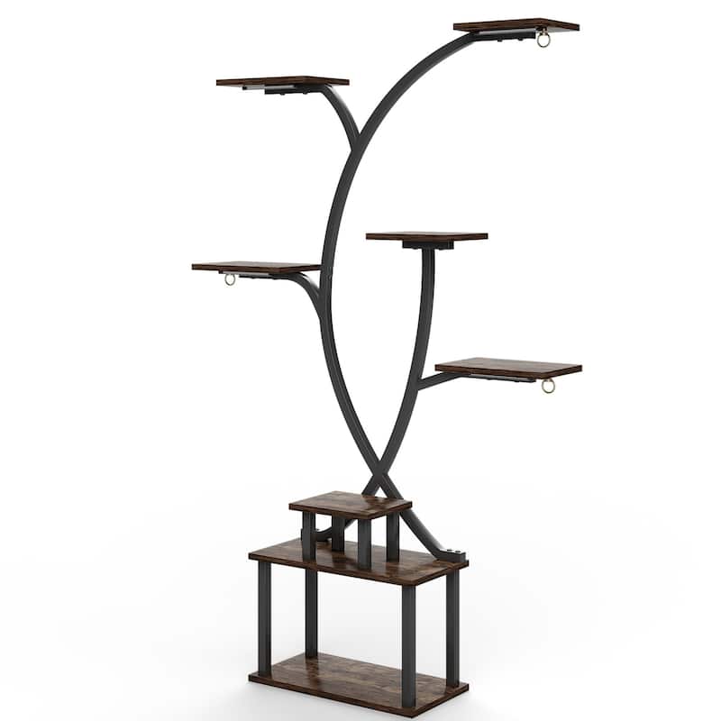 VECELO Indoor Plant Stand with Grow Lights 4 Styles 6/7/9 Shelves Adjustable Timer & Brightness Decorative Rack for Living Room